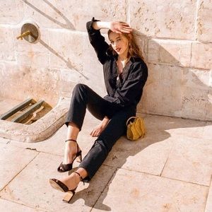 Rouje Black Cotton Blouse